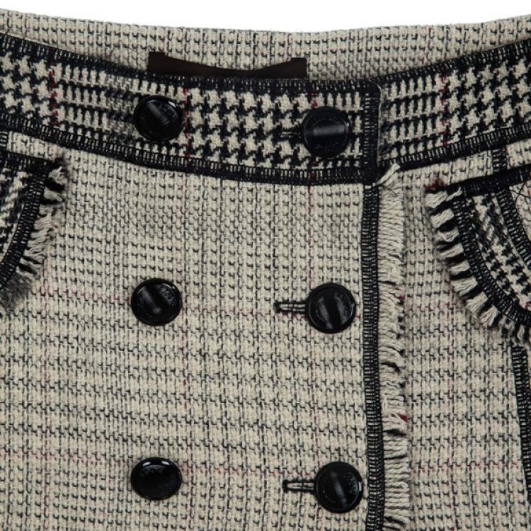 Pre Owned Louis Vuitton Overlap Tweed Skirt S