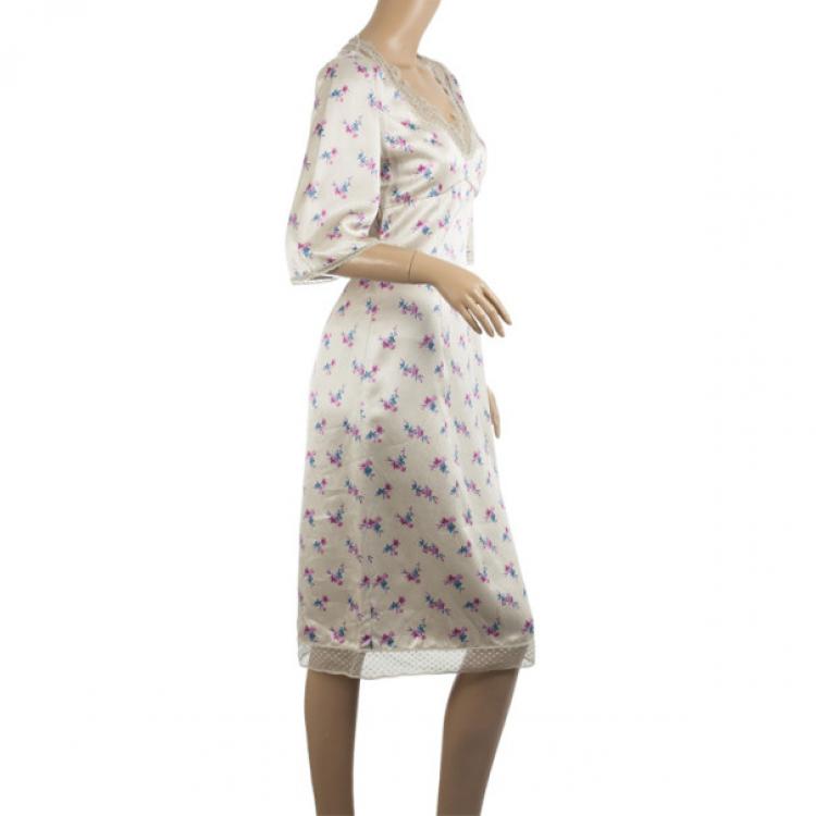 Pre Owned Louis Vuitton Satin Lace Dress S