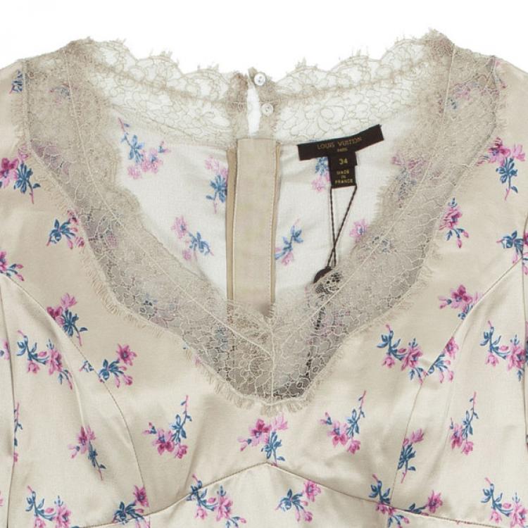 Pre Owned Louis Vuitton Satin Lace Dress S