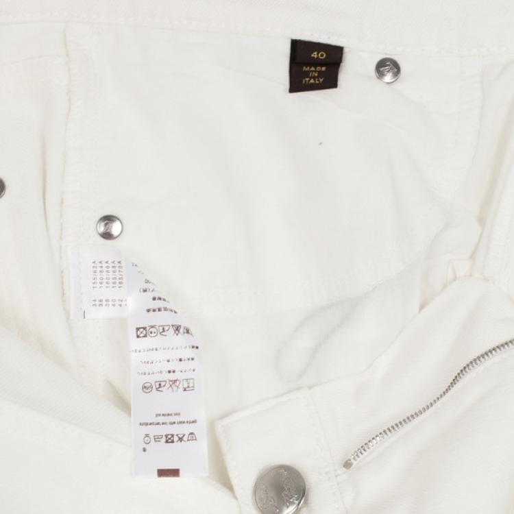 Pre Owned Louis Vuitton White Denim Jeans M