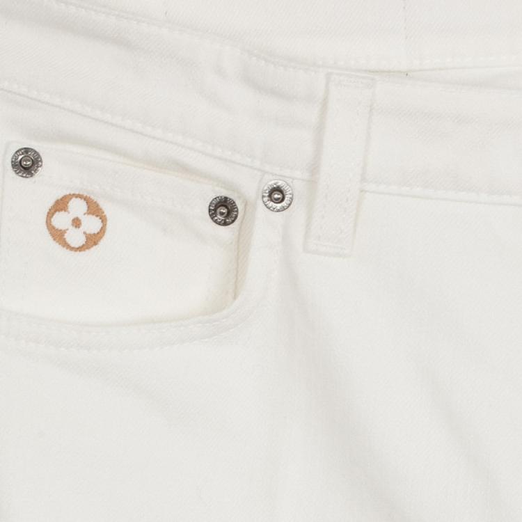 Pre Owned Louis Vuitton White Denim Jeans M