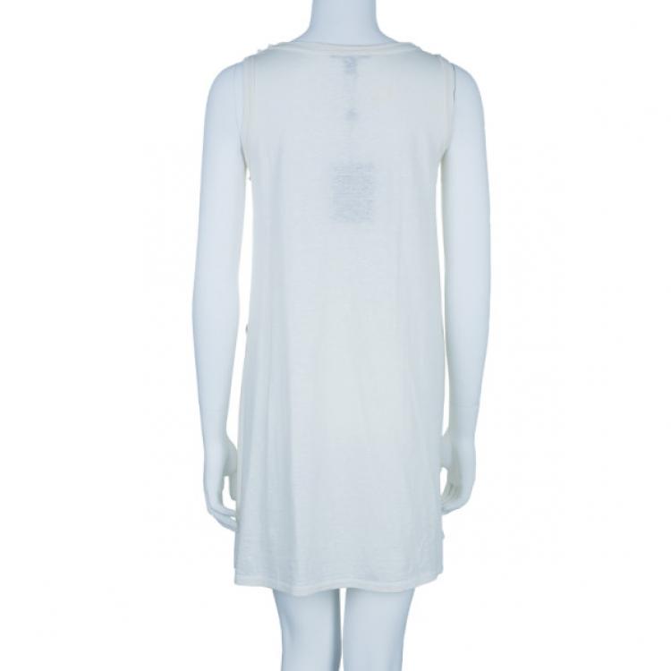 Pre Owned Louis Vuitton Monogram Crochet Linen Sleeveless Dress M