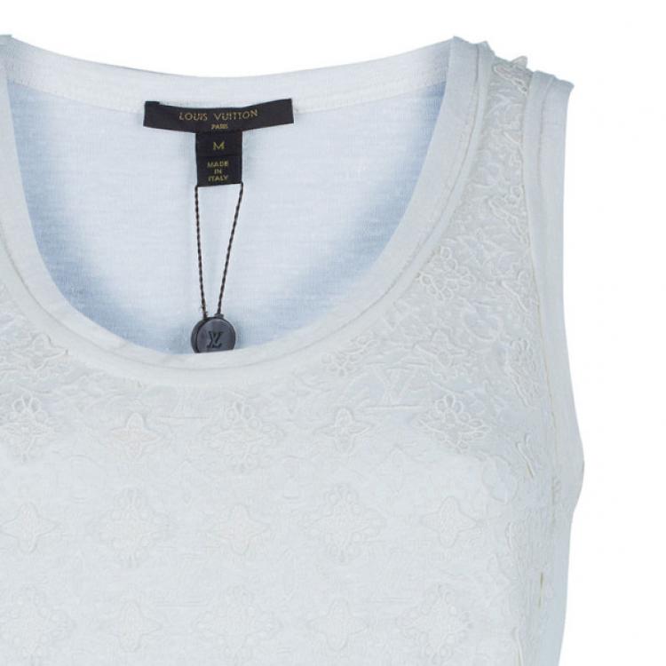 Pre Owned Louis Vuitton Monogram Crochet Linen Sleeveless Dress M
