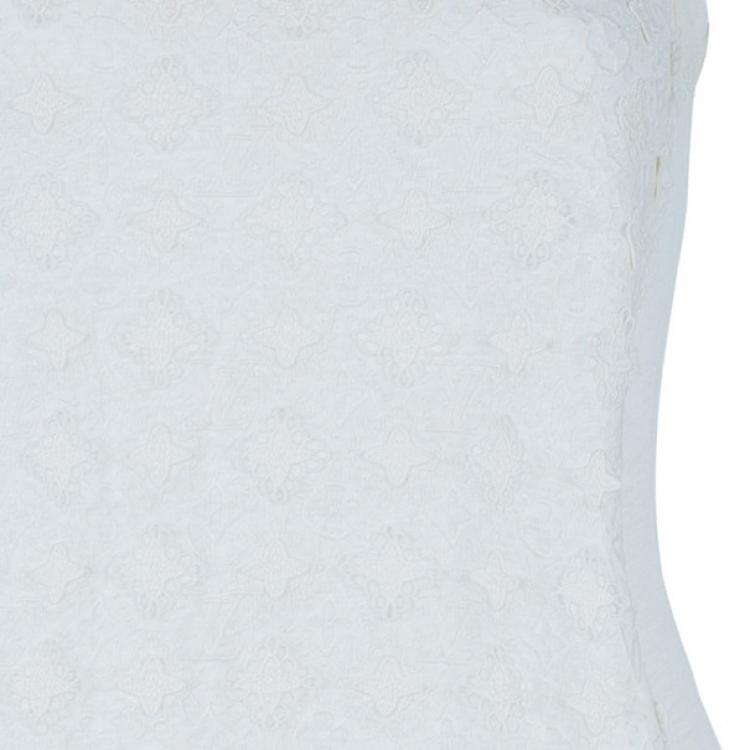 Pre Owned Louis Vuitton Monogram Crochet Linen Sleeveless Dress M