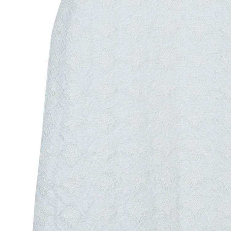 Pre Owned Louis Vuitton Monogram Crochet Linen Sleeveless Dress M