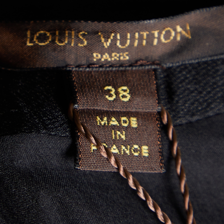 Pre Owned Louis Vuitton Black Wool Blend Pleater Detail Top M