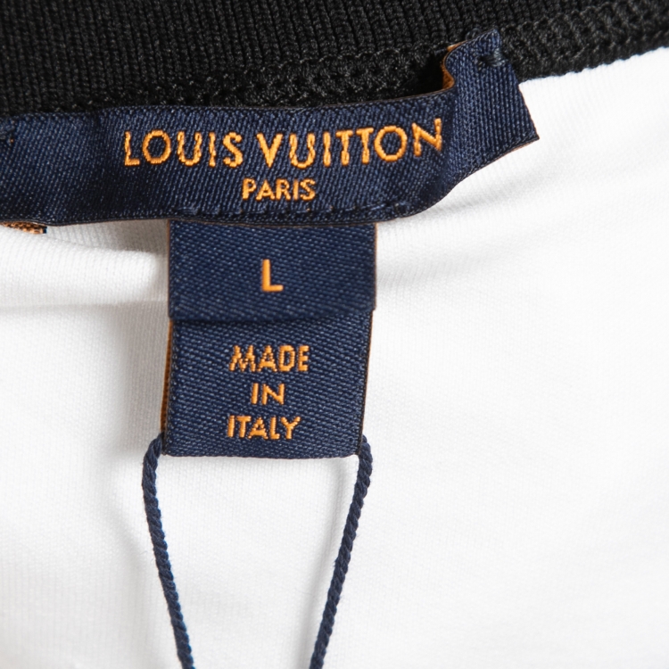 Pre Owned Louis Vuitton  White Chain Print Crew Neck Half Sleeve T-Shirt L