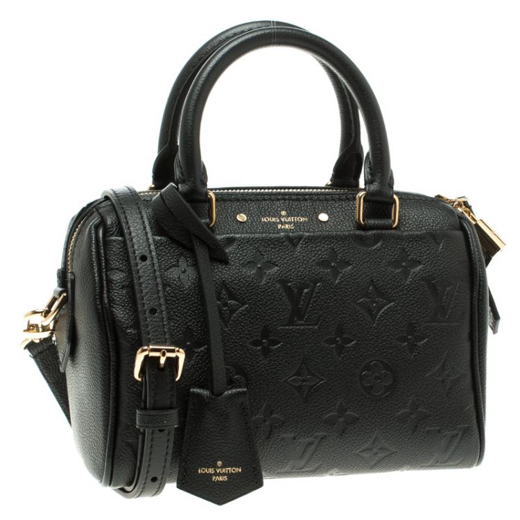Pre Owned Louis Vuitton Black Monogram Empreinte Leather Speedy Bandouliere 20