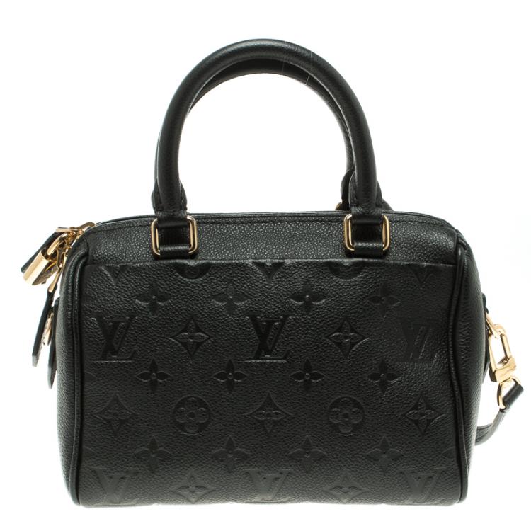 Pre Owned Louis Vuitton Black Monogram Empreinte Leather Speedy Bandouliere 20
