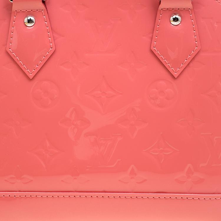 Pre Owned Louis Vuitton Rose Litchi Monogram Vernis Alma BB Bag