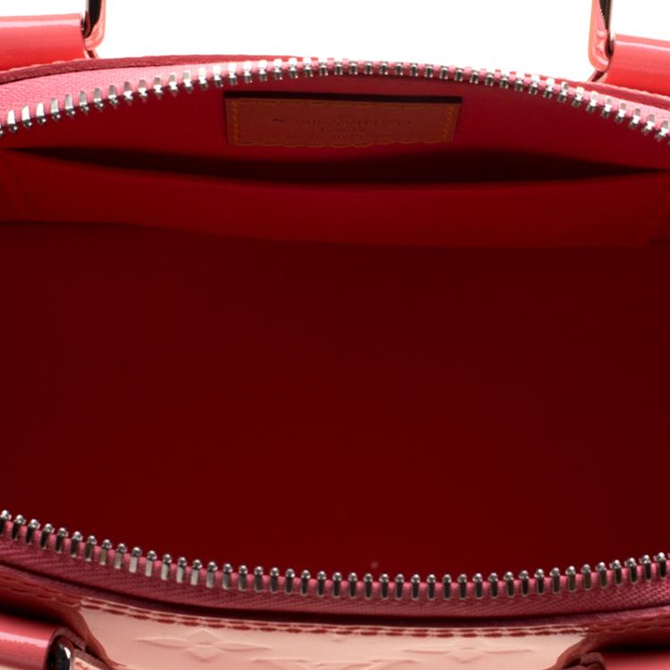 Pre Owned Louis Vuitton Rose Litchi Monogram Vernis Alma BB Bag