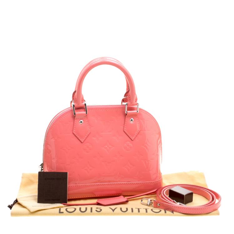 Pre Owned Louis Vuitton Rose Litchi Monogram Vernis Alma BB Bag