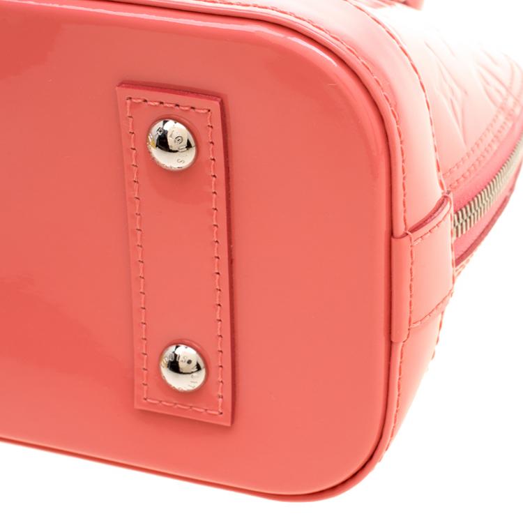 Pre Owned Louis Vuitton Rose Litchi Monogram Vernis Alma BB Bag