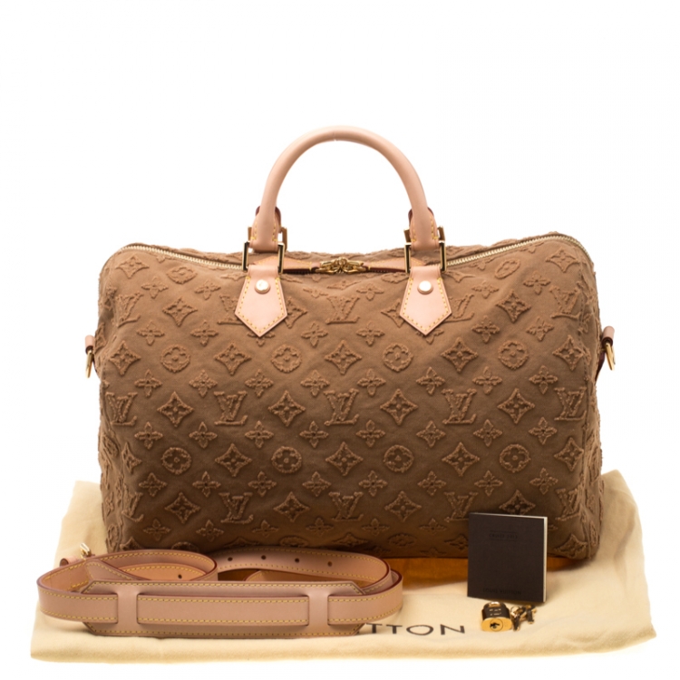 Pre Owned Louis Vuitton Caramel Monogram Applique Canvas Cruise 2013 Collection Speedy Bandouliere 35