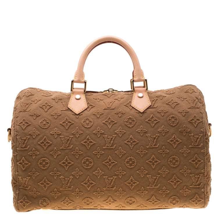 Pre Owned Louis Vuitton Caramel Monogram Applique Canvas Cruise 2013 Collection Speedy Bandouliere 35