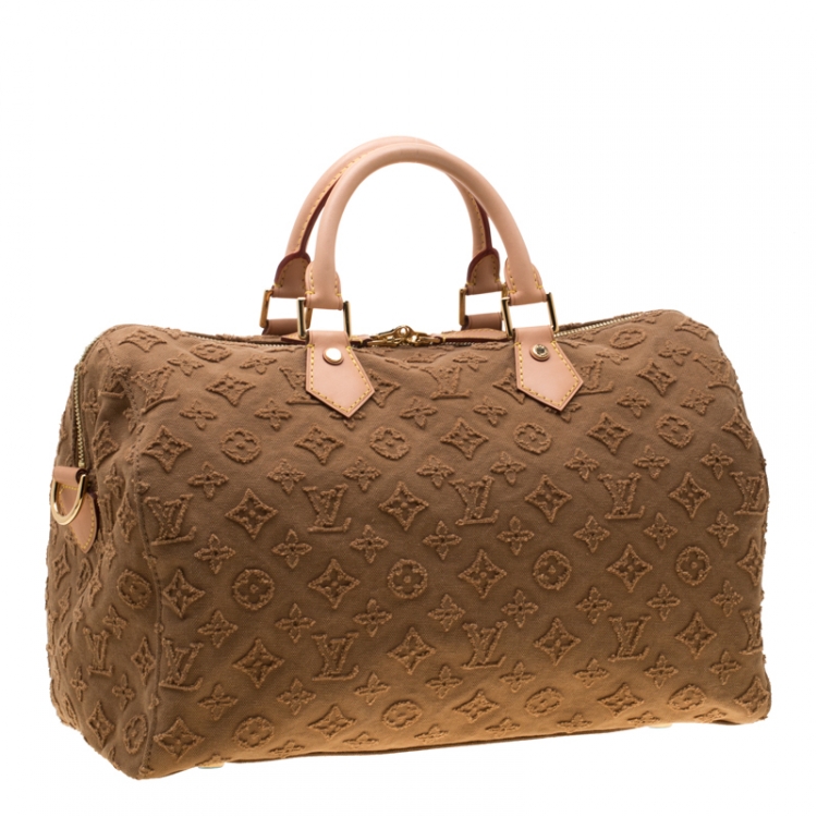 Pre Owned Louis Vuitton Caramel Monogram Applique Canvas Cruise 2013 Collection Speedy Bandouliere 35