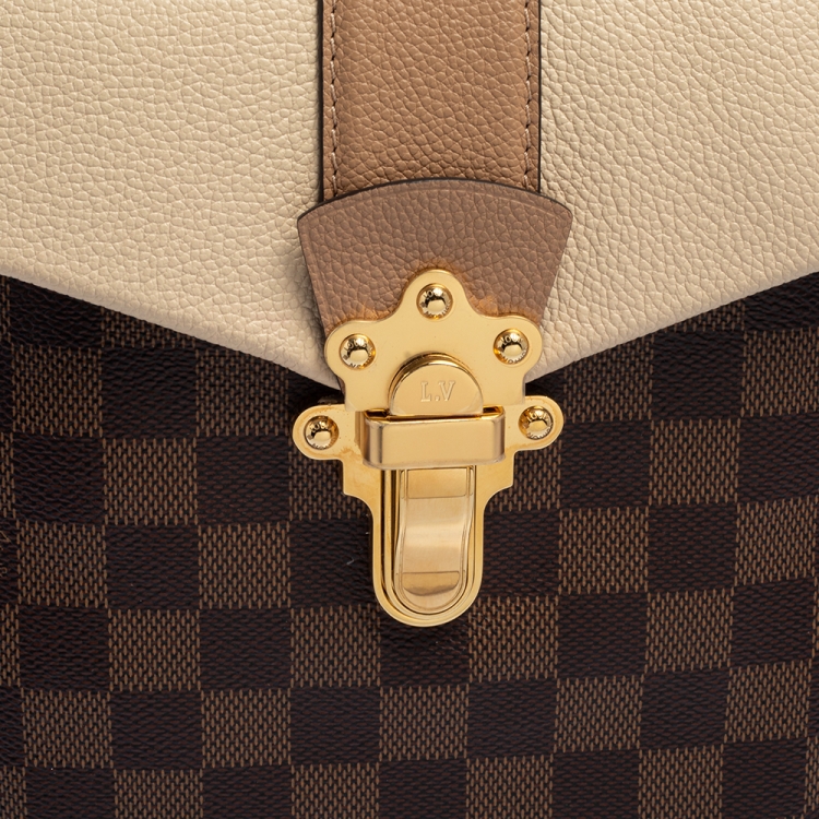 Pre Owned Louis Vuitton Beige/Damier Ebene Canvas and Leather Clapton Backpack