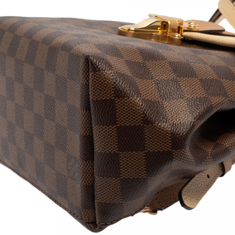 Pre Owned Louis Vuitton Beige/Damier Ebene Canvas and Leather Clapton Backpack