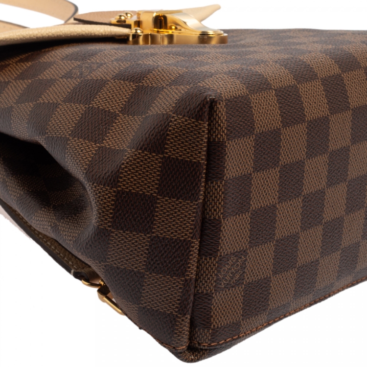 Pre Owned Louis Vuitton Beige/Damier Ebene Canvas and Leather Clapton Backpack