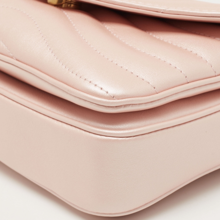 Pre Owned Louis Vuitton Metallic Pink Leather New Wave PM Chain Bag 