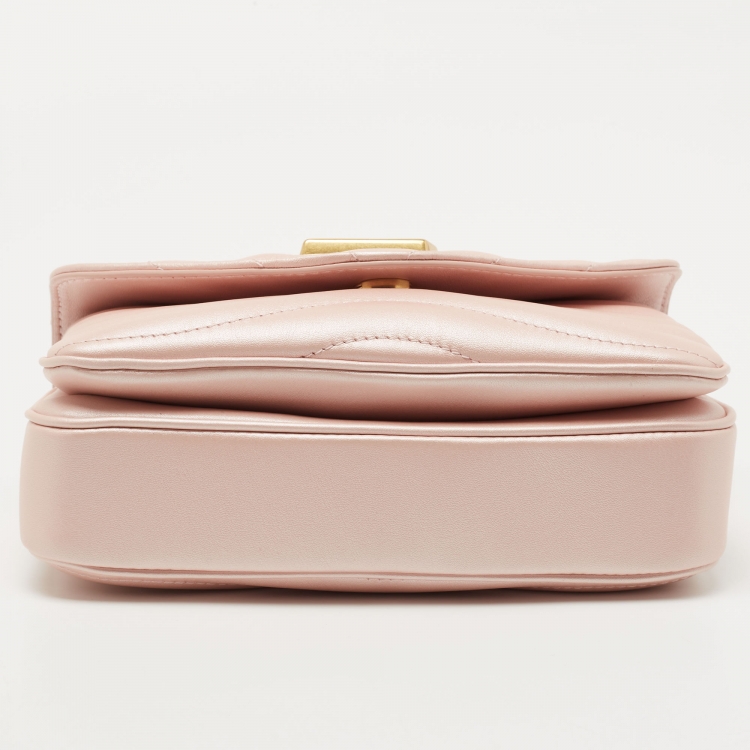 Pre Owned Louis Vuitton Metallic Pink Leather New Wave PM Chain Bag 