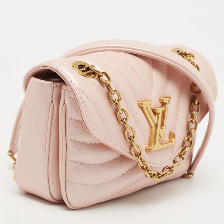 Pre Owned Louis Vuitton Metallic Pink Leather New Wave PM Chain Bag 