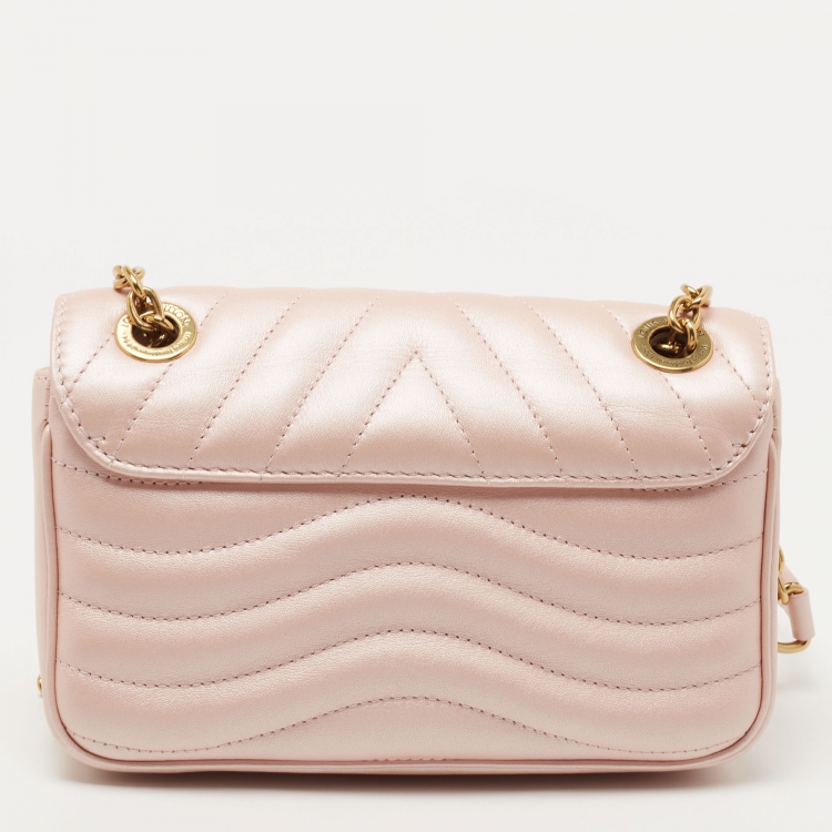 Pre Owned Louis Vuitton Metallic Pink Leather New Wave PM Chain Bag 