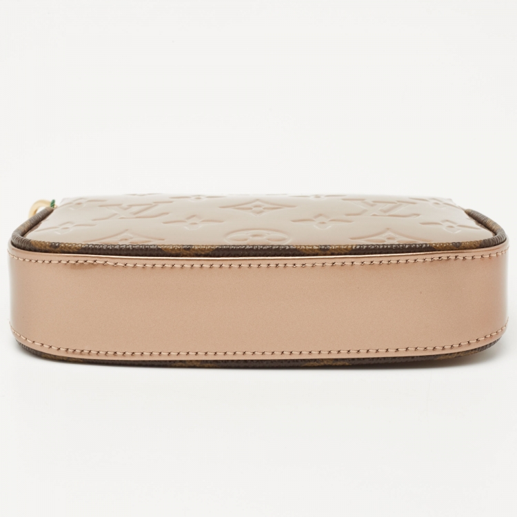 Pre Owned Louis Vuitton Rose Gold Monogram Vernis Mini Pochette Accessoires 