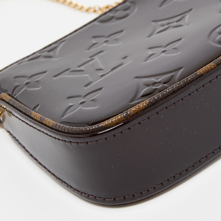 Pre Owned Louis Vuitton Amarante Monogram Vernis Mini Pochette Accessoires