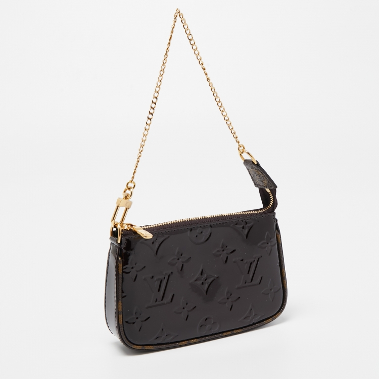 Pre Owned Louis Vuitton Amarante Monogram Vernis Mini Pochette Accessoires