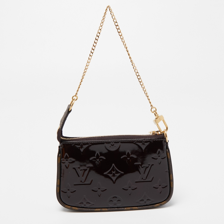 Pre Owned Louis Vuitton Amarante Monogram Vernis Mini Pochette Accessoires
