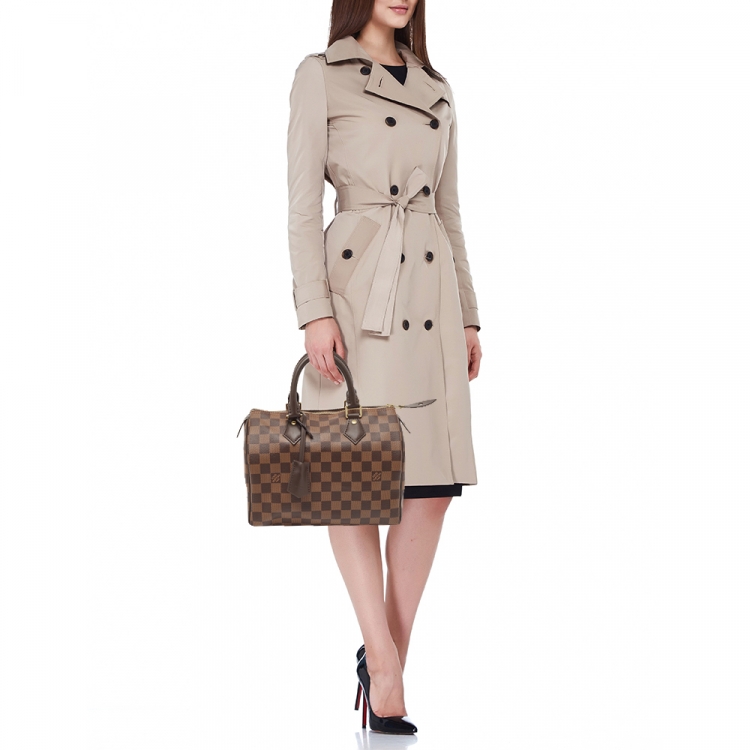 Pre Owned Louis Vuitton Damier Ebene Canvas Speedy 25 Bag