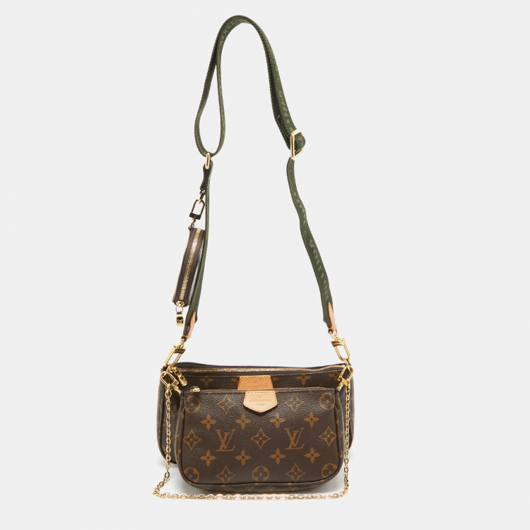Pre Owned Louis Vuitton Khaki Monogram Canvas Multi Pochette Accessories Bag