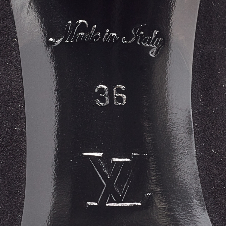 Pre Owned Louis Vuitton Black Suede Uniform Ankle Boots Size 36