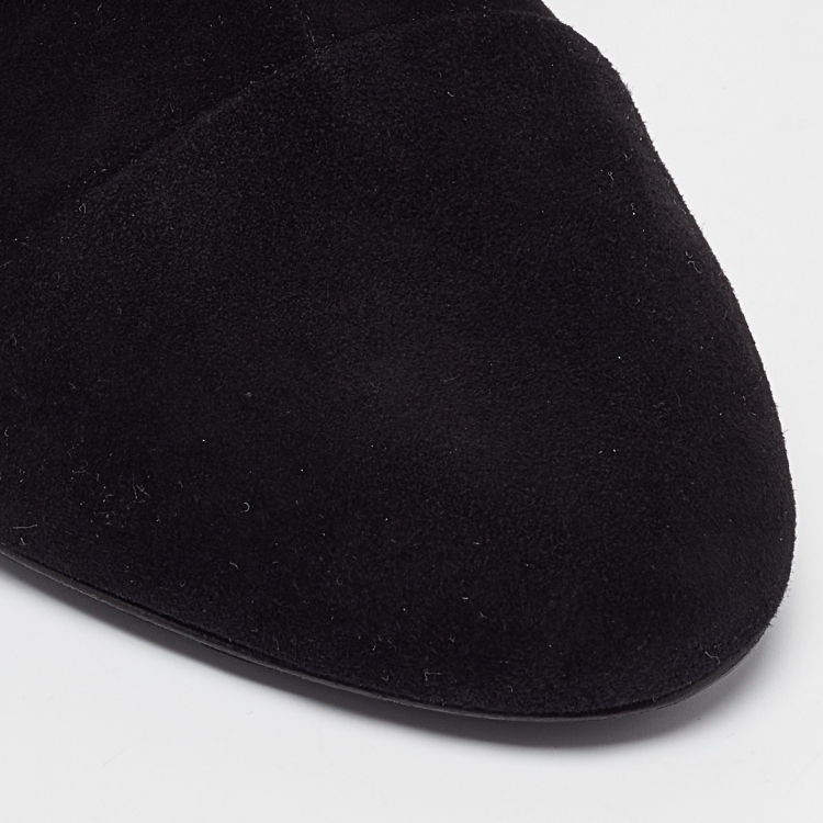 Pre Owned Louis Vuitton Black Suede Uniform Ankle Boots Size 36