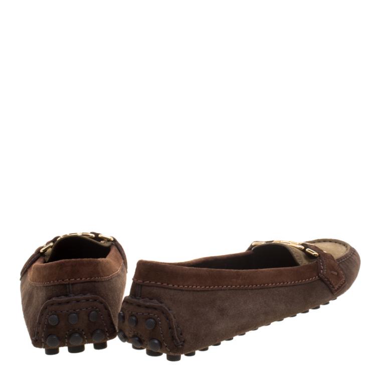 Pre Owned Louis Vuitton Tri Color Suede Oxford Loafers Size 37