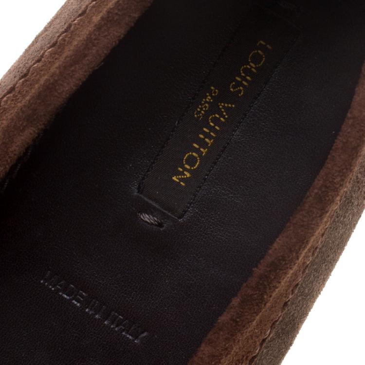 Pre Owned Louis Vuitton Tri Color Suede Oxford Loafers Size 37