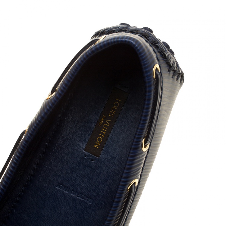 Pre Owned Louis Vuitton Blue Epi Leather Gloria Loafers Size 38