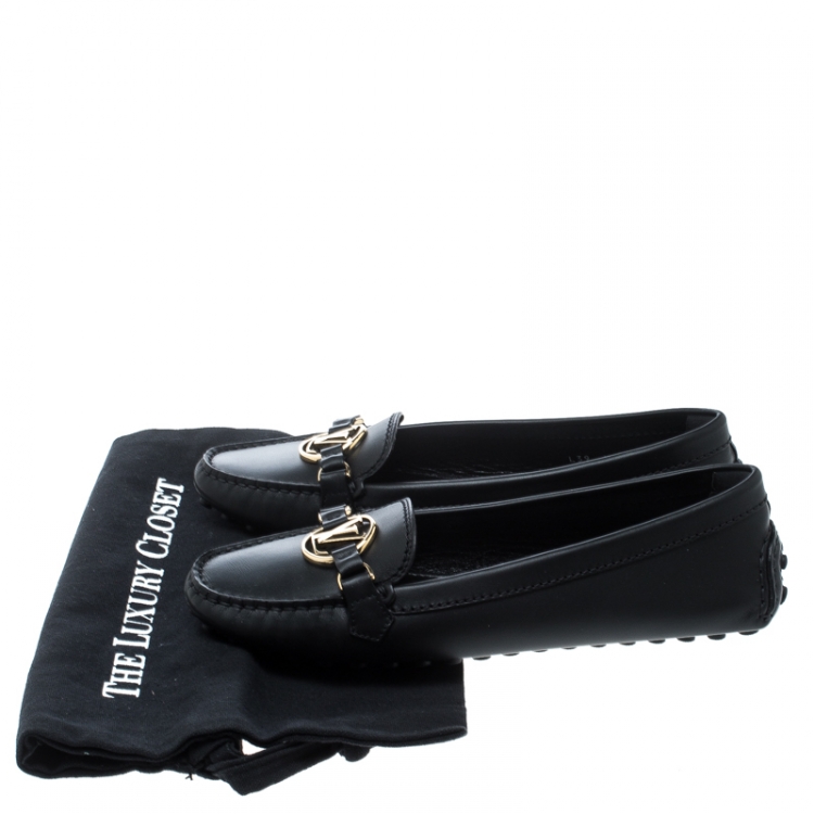 Pre Owned Louis Vuitton Black Leather Oxford Loafers Size 39