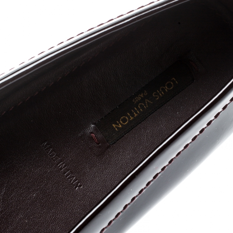 Pre Owned Louis Vuitton Bordeaux Patent Leather Oxford Loafers Size 38.5