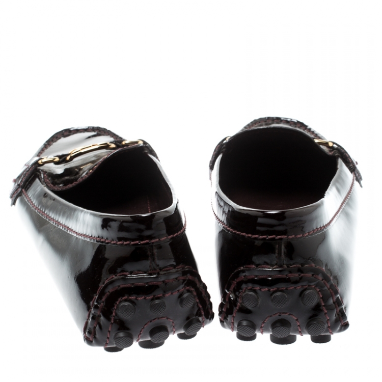 Pre Owned Louis Vuitton Bordeaux Patent Leather Oxford Loafers Size 38.5