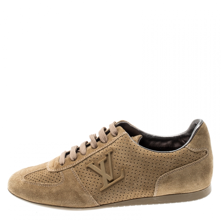 Louis Vuitton Beige Perforated Suede Low Top Sneakers Size 36 Louis Vuitton