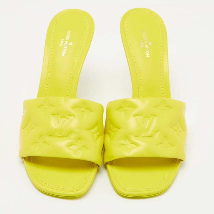 Pre Owned Louis Vuitton Yellow Leather Revival Sandals Size 37