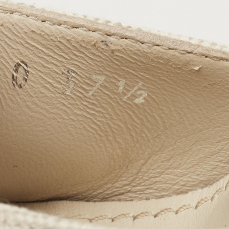 Pre Owned Louis Vuitton Beige Monogram Canvas Wedge Espadrille Pumps Size 37.5