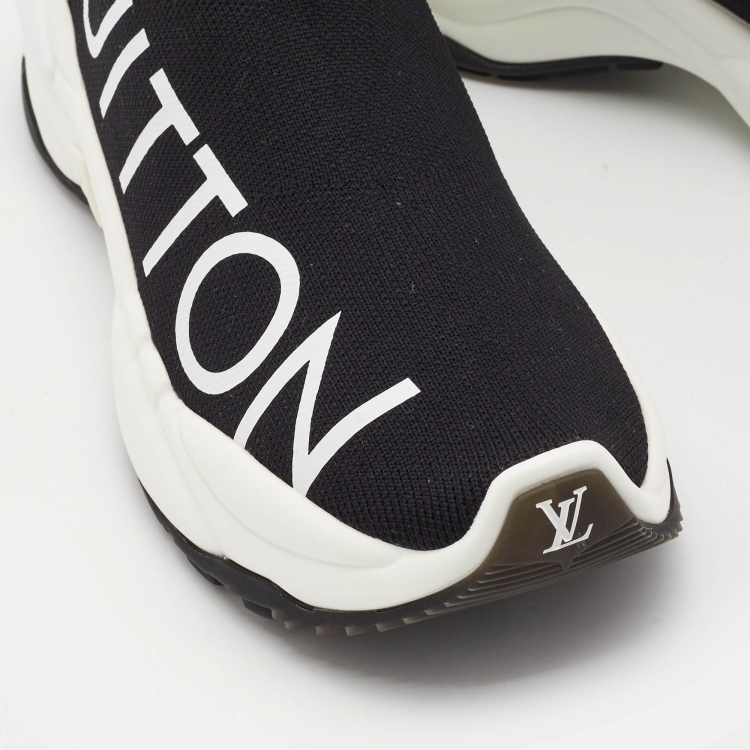 Pre Owned Louis Vuitton Black Knit Fabric High Top Sneakers Size 38