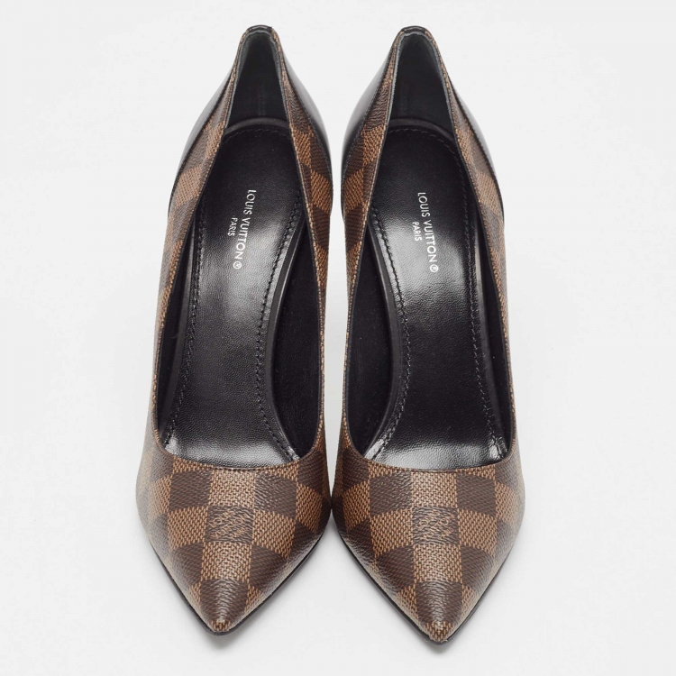 Pre Owned Louis Vuitton Brown Monogram Canvas and Leather Chérie Pumps Size 39