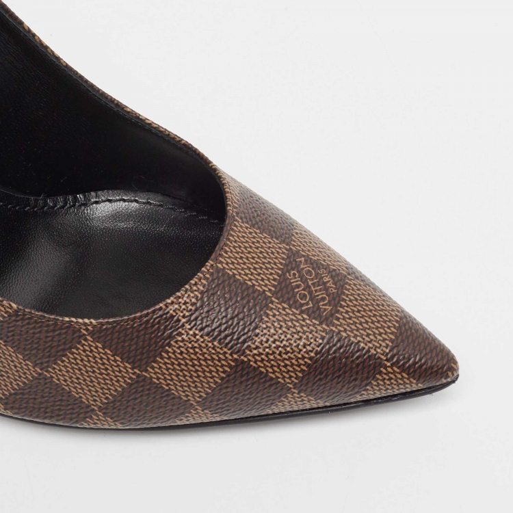 Pre Owned Louis Vuitton Brown Monogram Canvas and Leather Chérie Pumps Size 39
