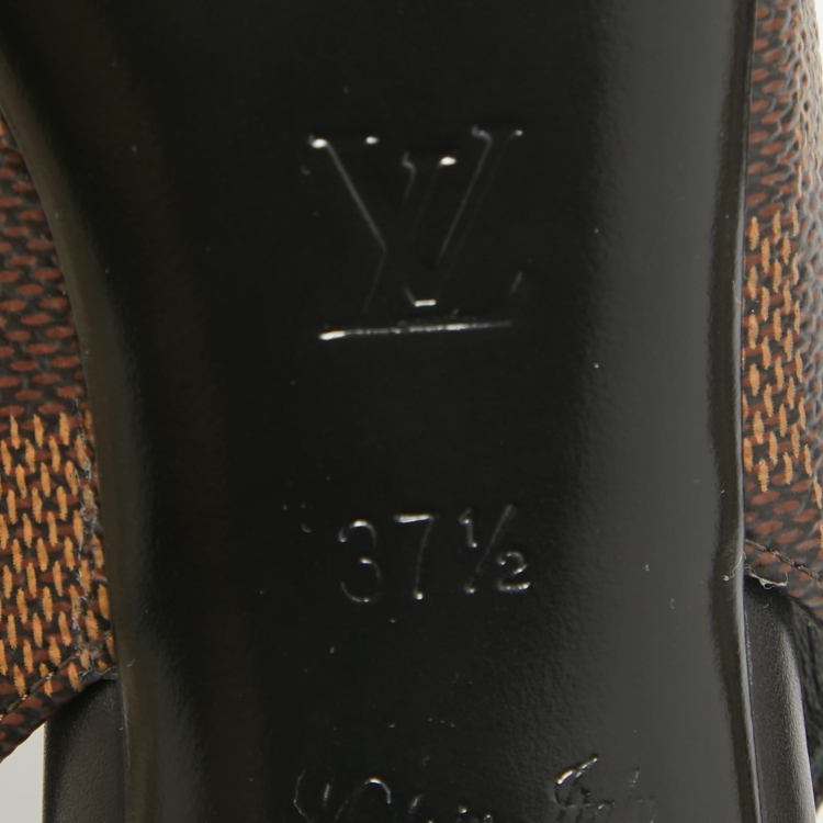 Pre Owned Louis Vuitton Brown Damier Canvas Madeleine Slingback Pumps Size 37.5