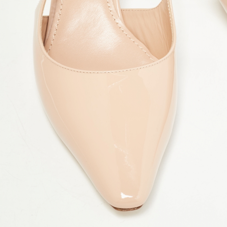 Pre Owned Louis Vuitton Pink Patent Leather Signature Slingback Pumps Size 38