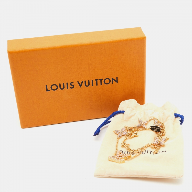 Pre Owned Louis Vuitton Tresor Crystals Gold Tone Necklace